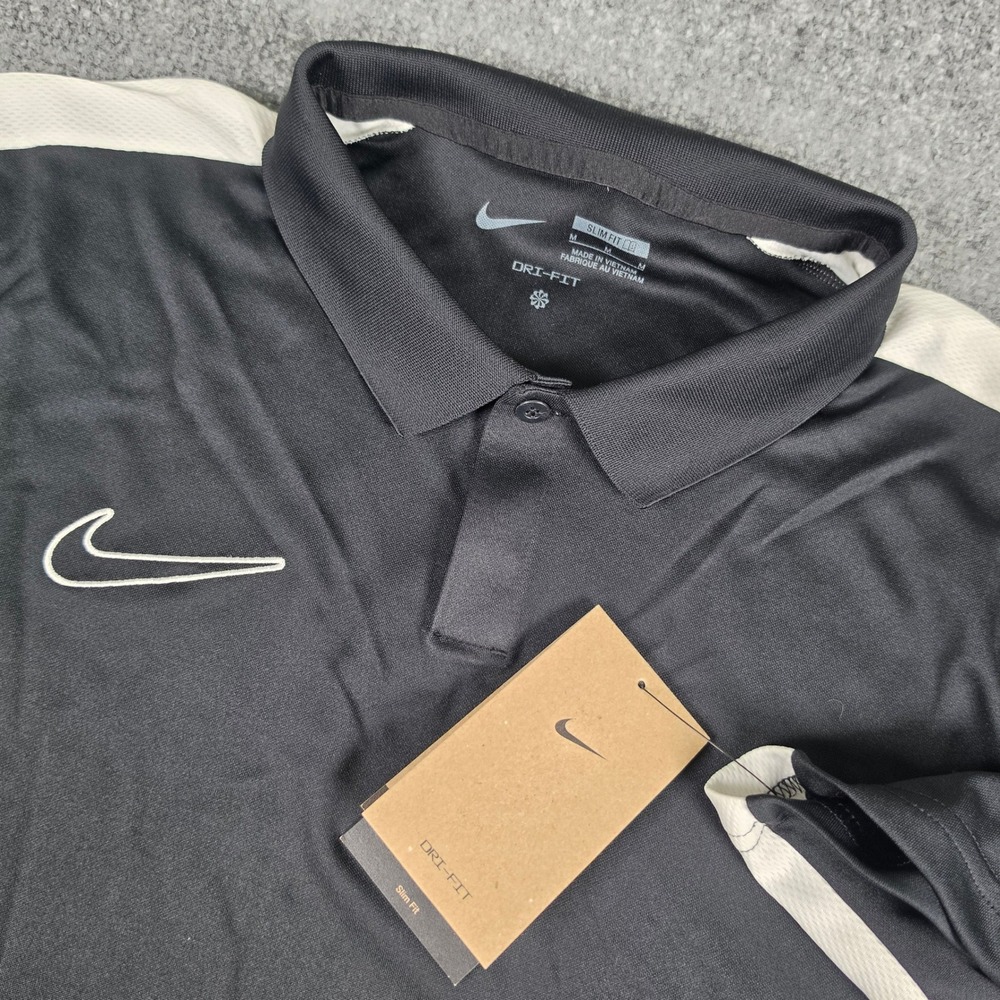 Nike Polo Shirt Mens Medium Black Academy Dri-FIT Slim Fit DR1346-010 NWT